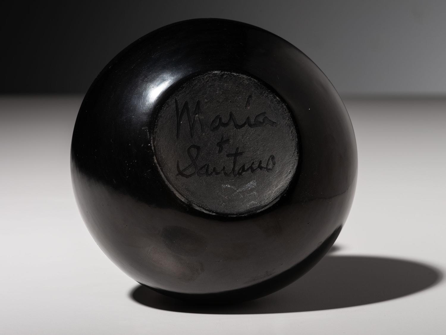 Blackware Pottery Jar, with Repeating Feathers 1943-1956