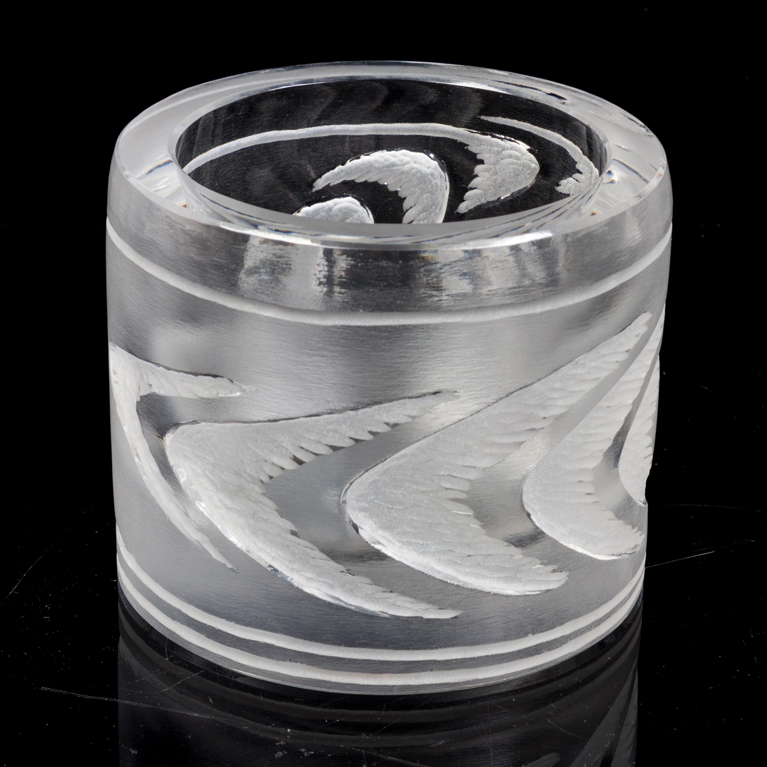 A Lalique Molded and Frosted Glass Vase Height 4 3/4 x diameter 5 1/2 inches. — SECOND HALF 20TH CENTURY