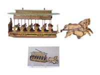 A R. Bliss Manufacturing Columbian Exposition Lithograph Paper on Wood Toy Horse-Drawn Trolley