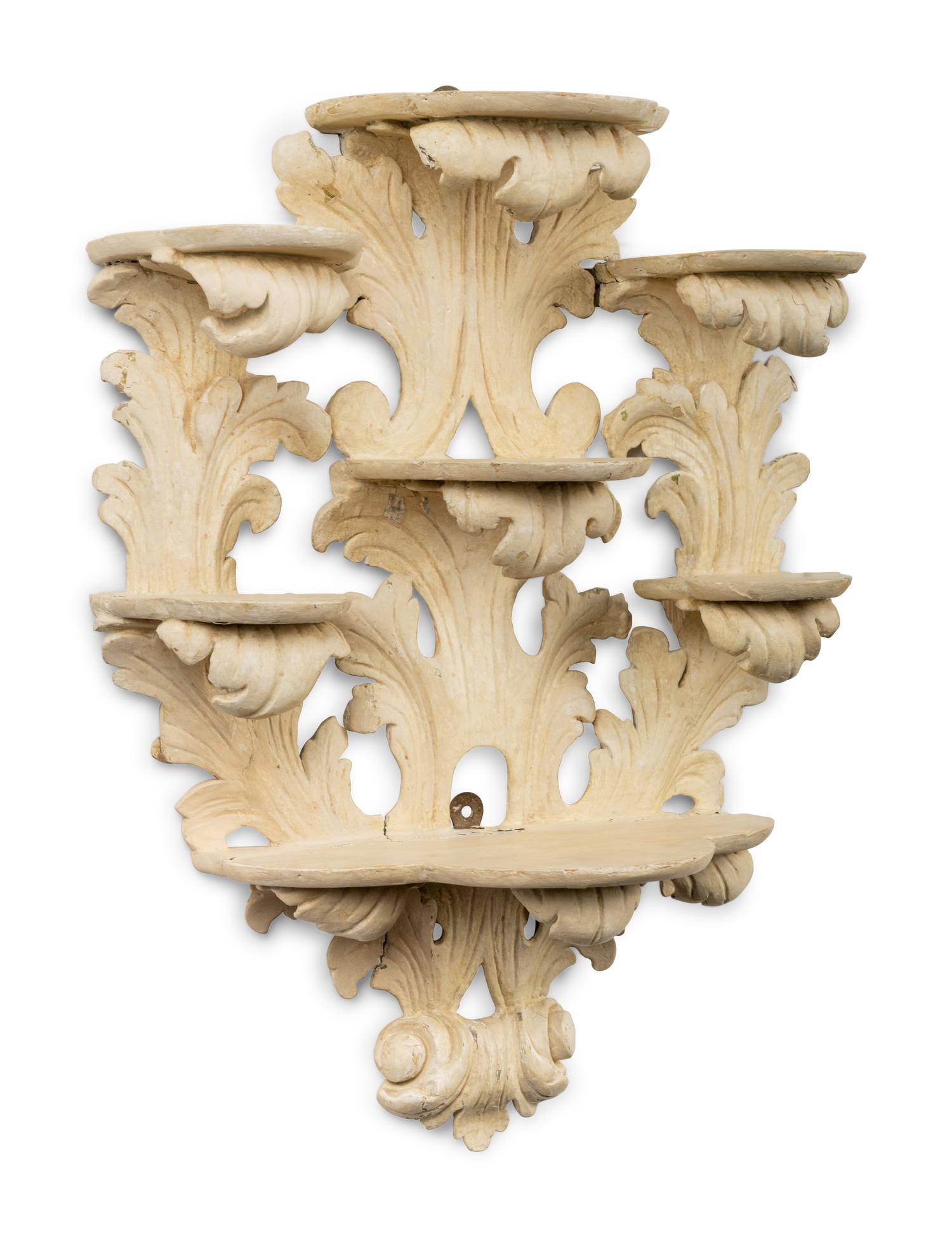 A Pair of Northern European Cream-Painted Brackets