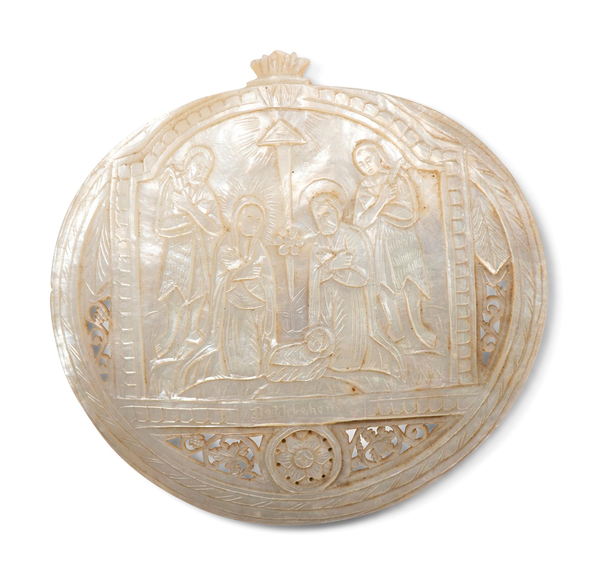 Five Continental Carved Shell Articles of Religious Interest
