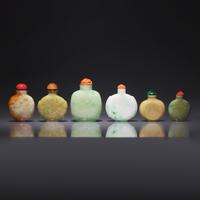 Six Chinese Jadeite Snuff Bottles 翡翠鼻烟壺六支
