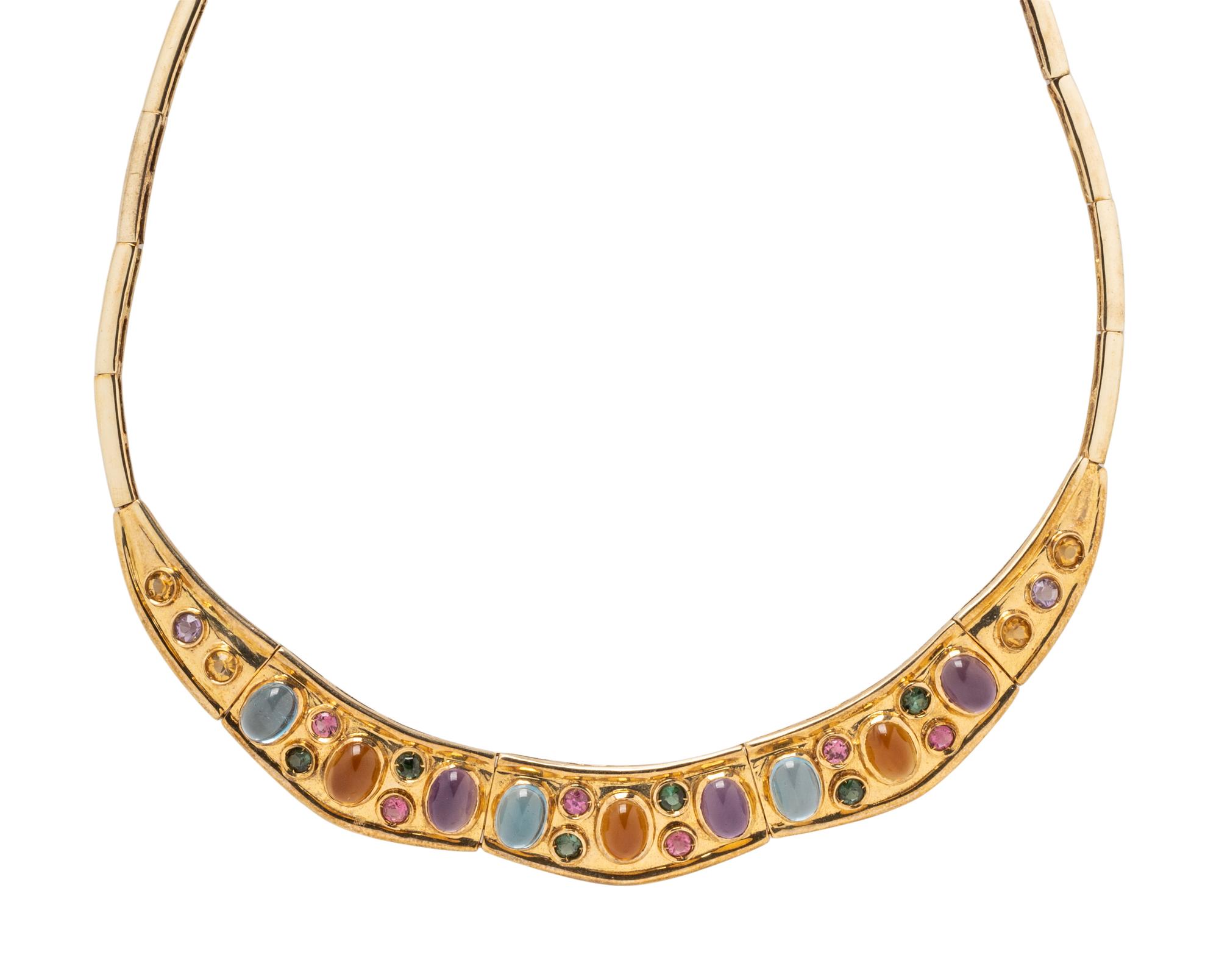 YELLOW GOLD AND MULTIGEM NECKLACE