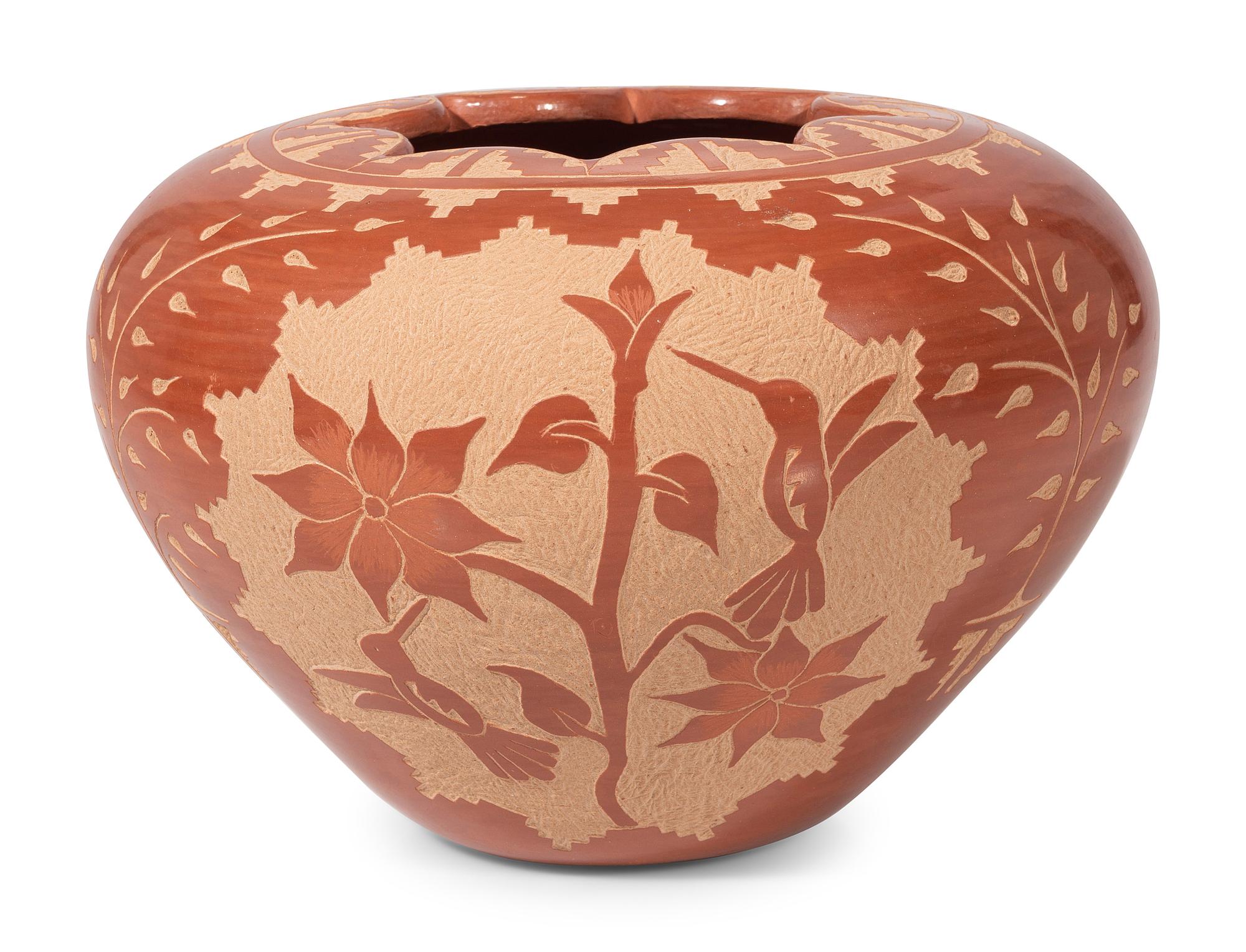 Sgraffito Redware Pottery Jar
