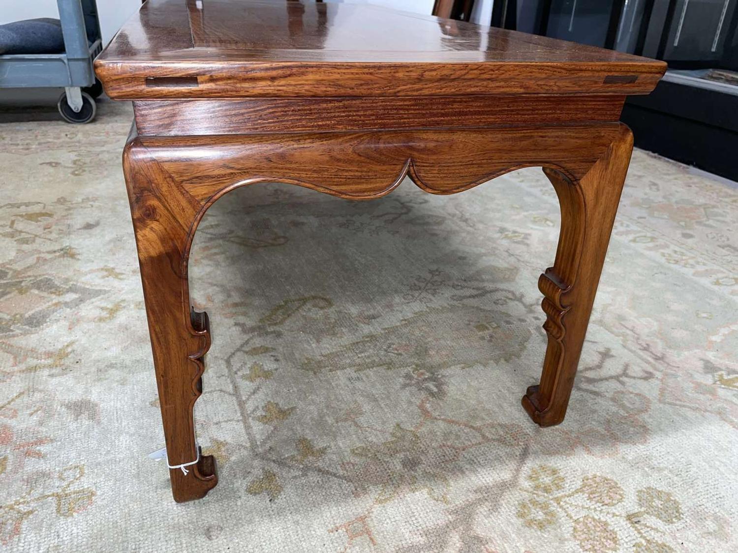 A Chinese Ming dynasty style carved hardwood low table 明式硬木矮方桌