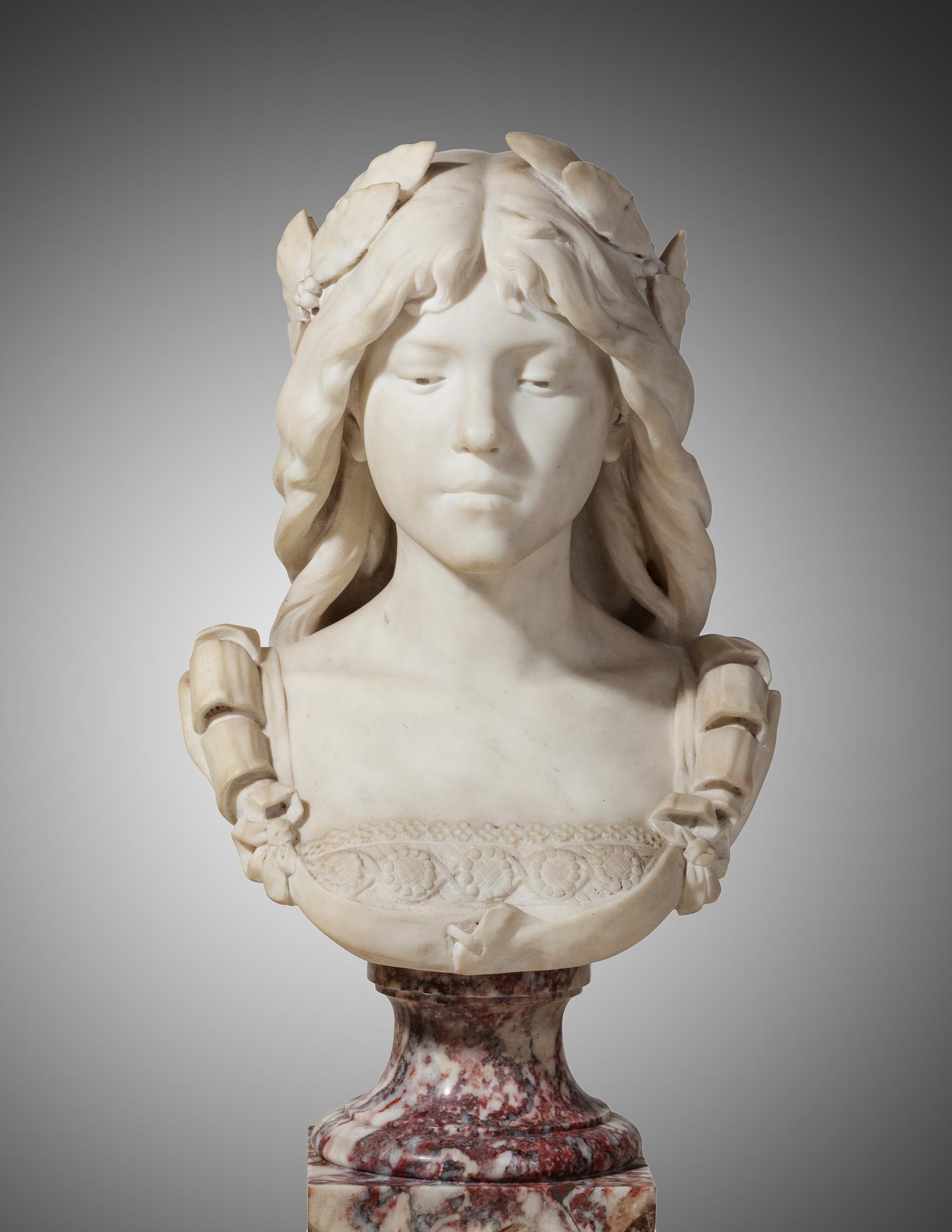 An Italian Carved Marble Bust of a Lady