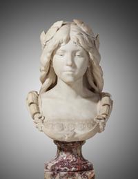 An Italian Carved Marble Bust of a Lady