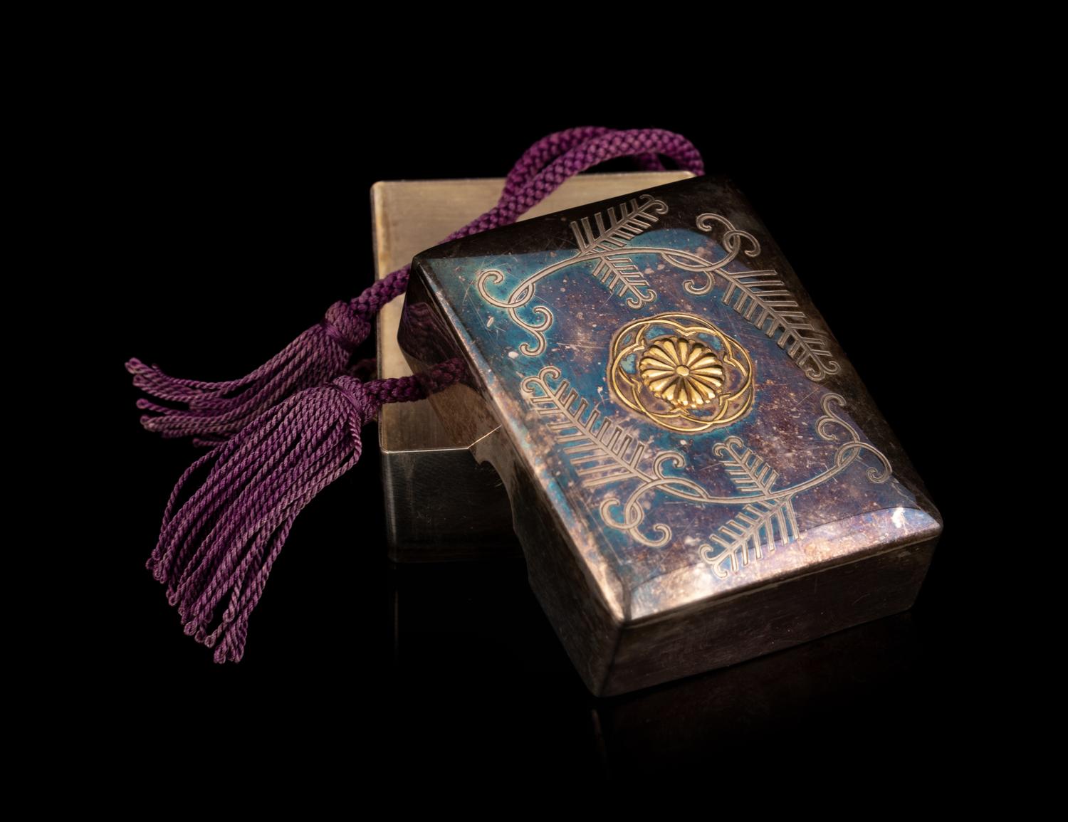 A Japanese Silver Rectangular Box-Form Bonbonnière