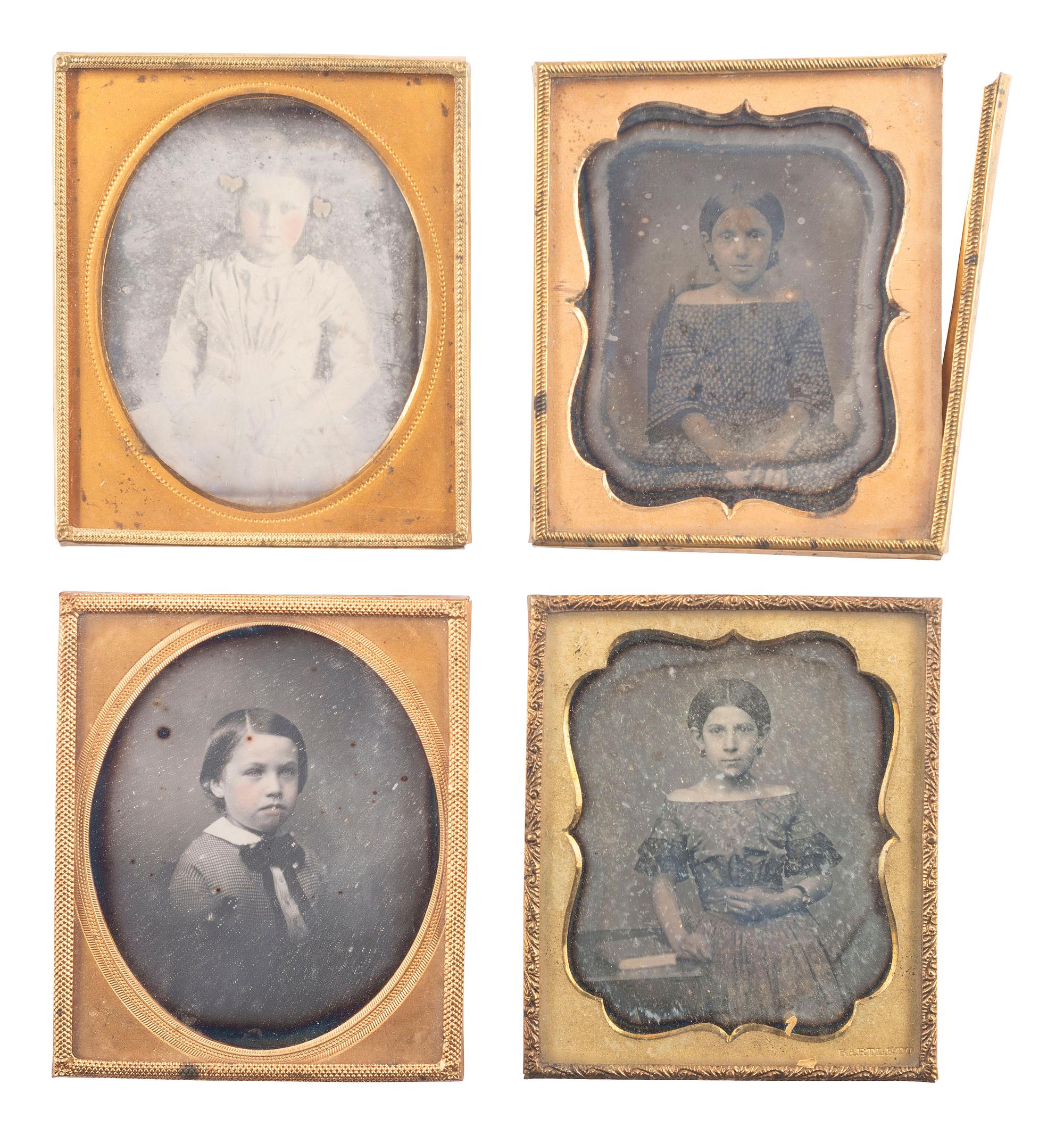 [EARLY PHOTOGRAPHY]. A group of 24 daguerreotype portraits of children and young adults, including: