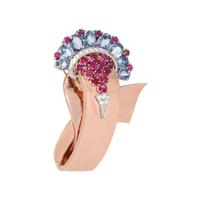 RETRO, SAPPHIRE, RUBY AND DIAMOND SURPRISE WATCH BROOCH