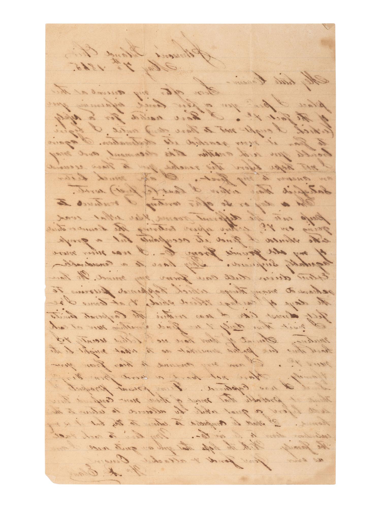 [CIVIL WAR]. POW letter written by 1st Lt. William R. Elam, 18th Virginia Infantry.