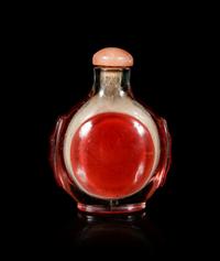 A Chinese Red Overlay Clear Glass Snuff Bottle