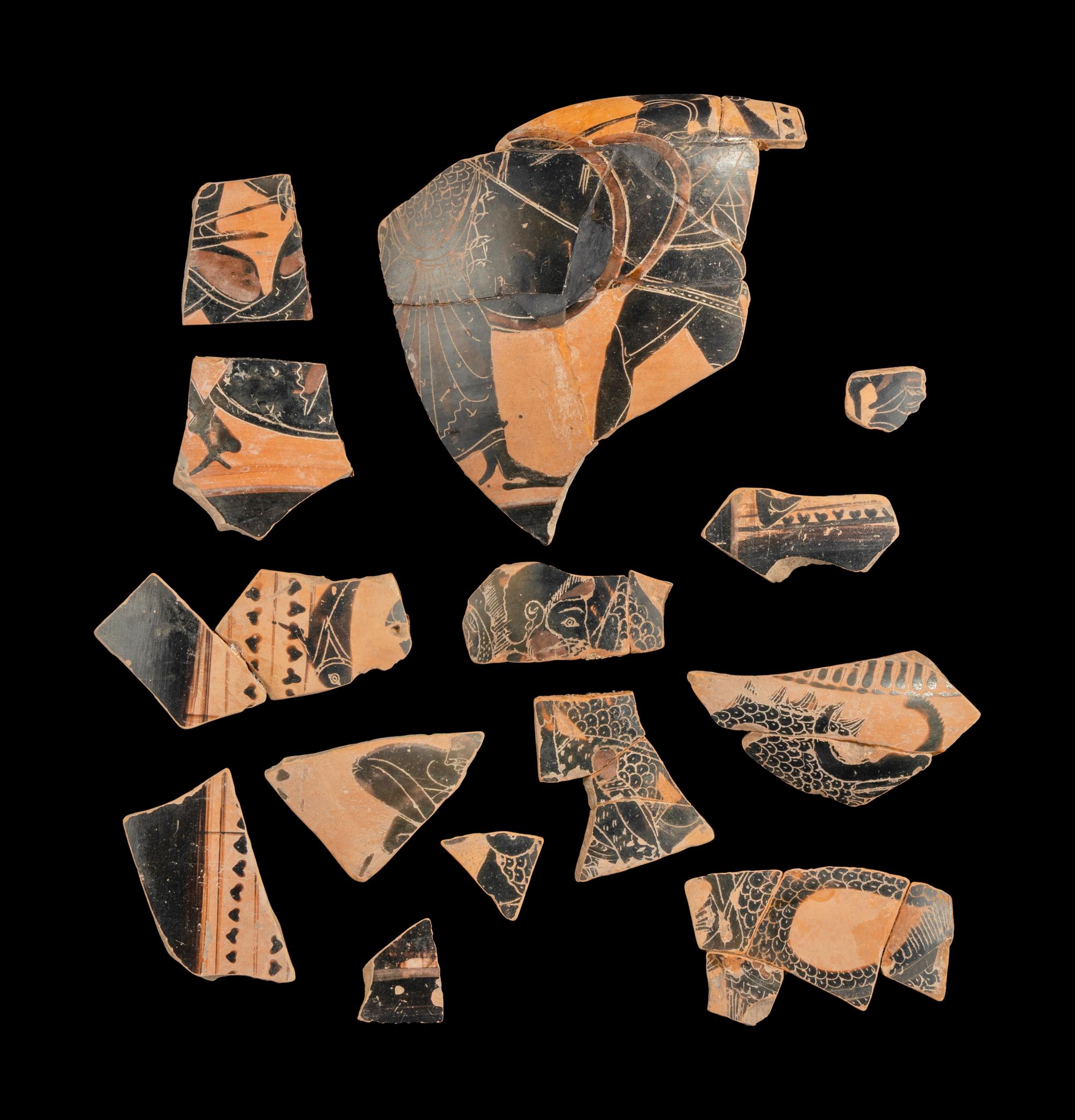 14 Attic Black-Figured Column Krater Fragments