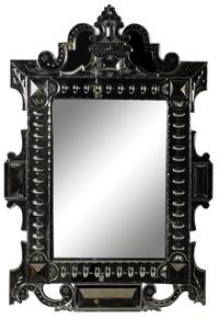 A Pair of Venetian Style Etched Glass Mirrors