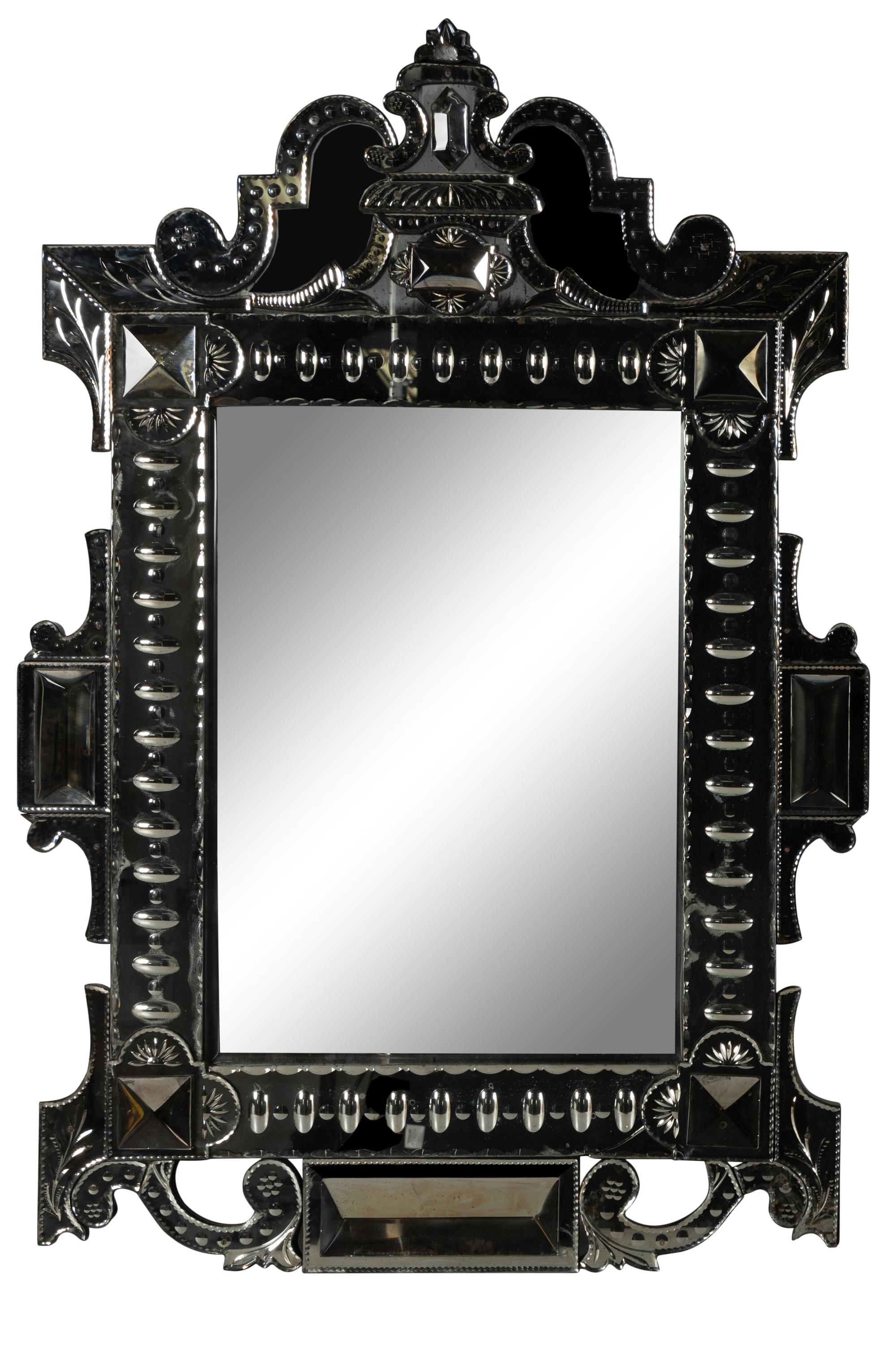 A Pair of Venetian Style Etched Glass Mirrors