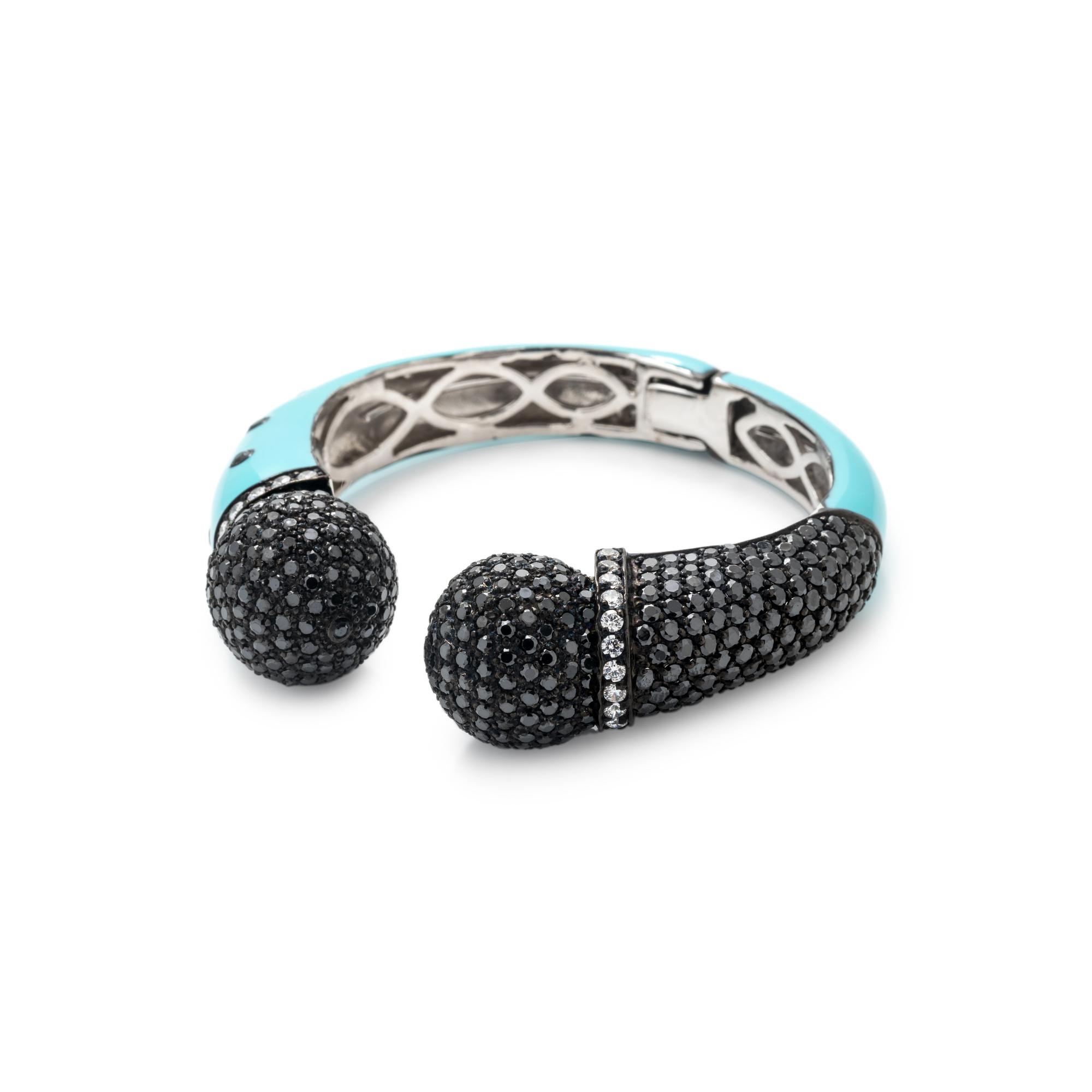 DIAMOND SIMULANT AND ENAMEL CUFF BRACELET