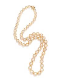 CULTURED GOLDEN SOUTH SEA PEARL AND DIAMOND NECKLACE