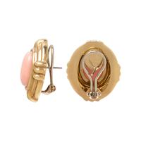 YELLOW GOLD AND ANGEL SKIN CORAL EARCLIPS