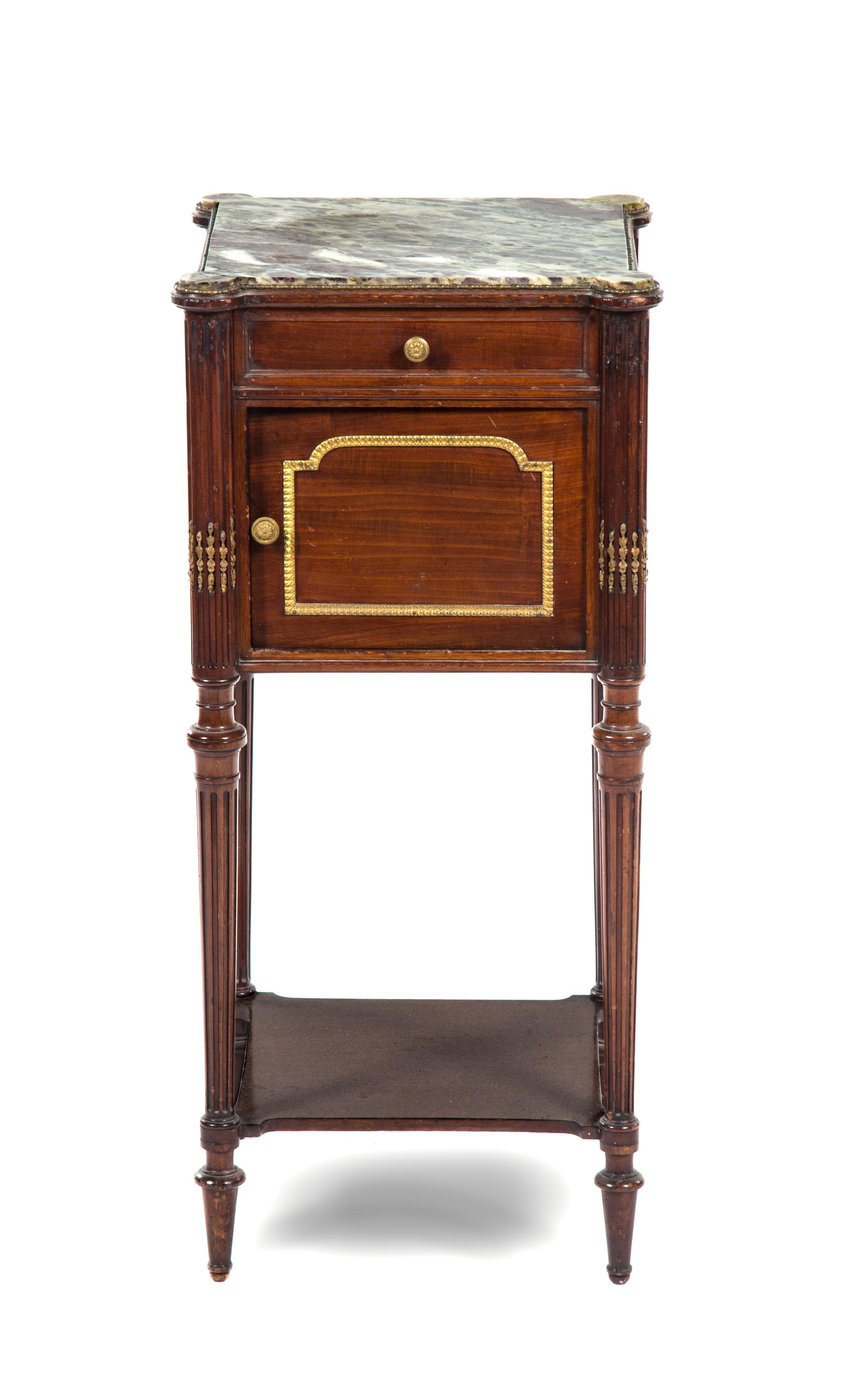 A Louis XVI Style Mahogany Table de Nuit, 19TH/20TH CENTURY, Height 33 1/8 x width 13 1/2 x depth 13 3/4 inches. — 19TH/20TH CENTURY,