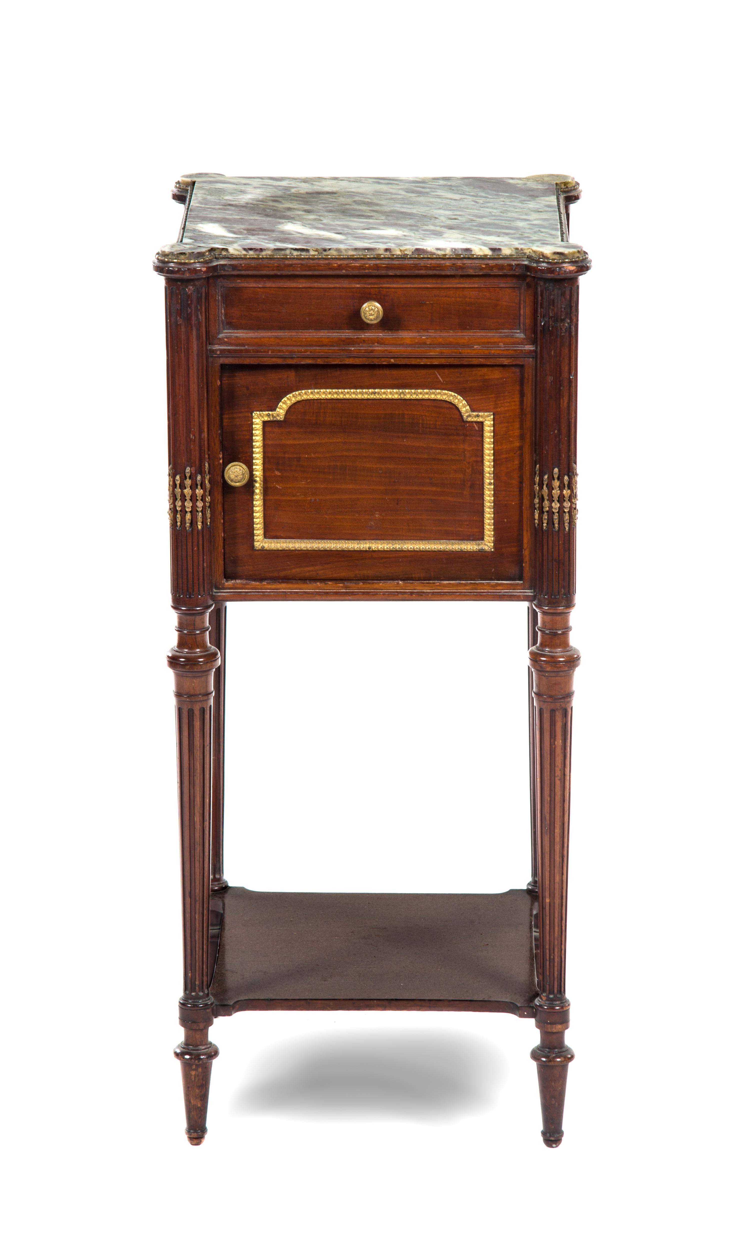 A Louis XVI Style Mahogany Table de Nuit, 19TH/20TH CENTURY, Height 33 1/8 x width 13 1/2 x depth 13 3/4 inches. — 19TH/20TH CENTURY,