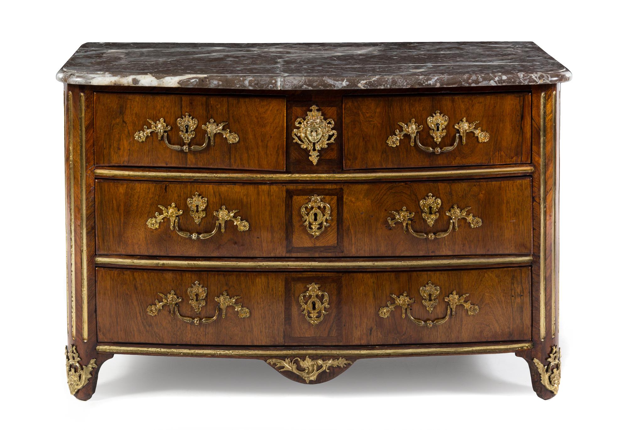 A Regence Style Gilt Metal Mounted Commode Height 31 1/2 x width 48 1/2 x depth 23 inches. — 19TH CENTURY