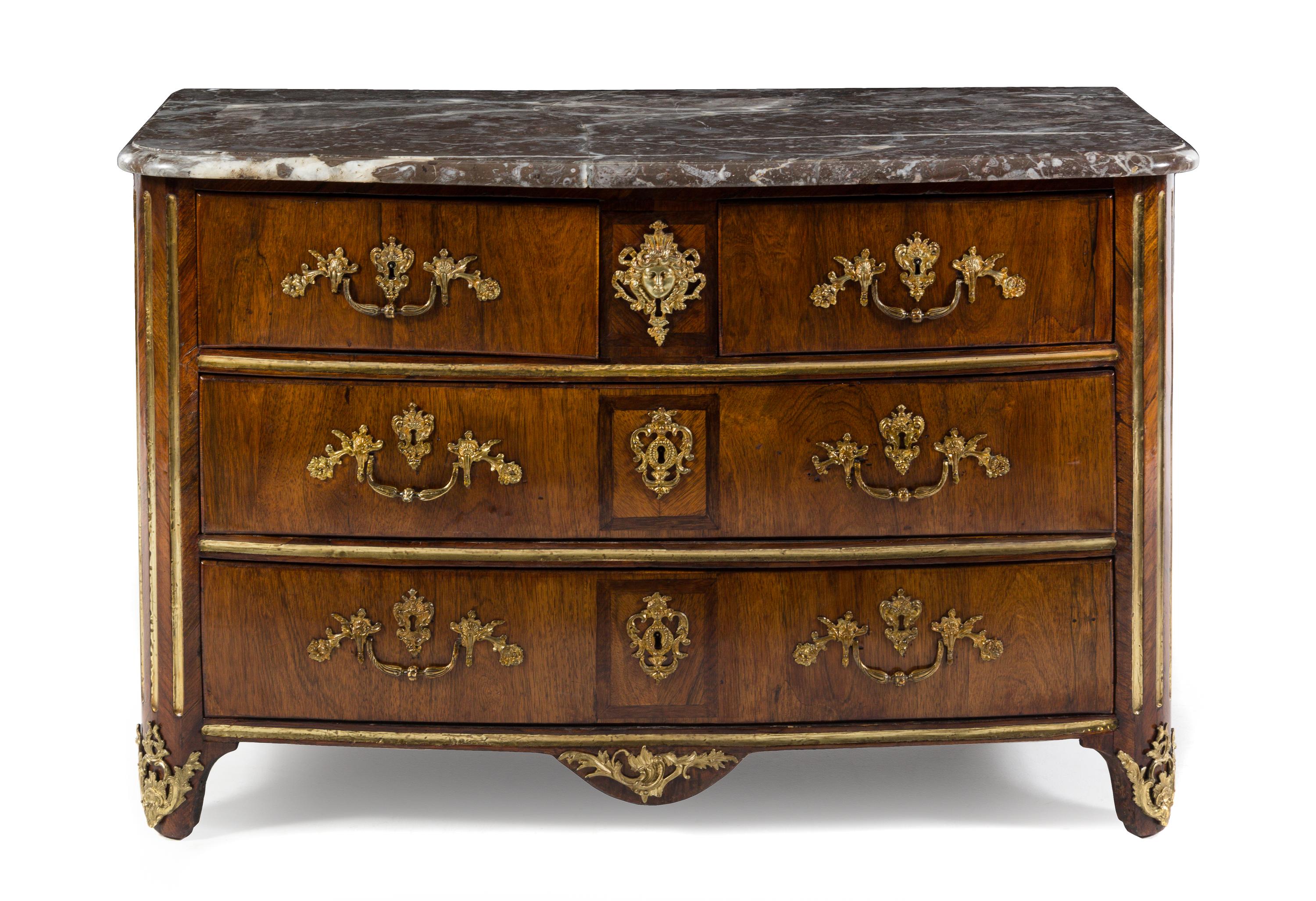A Regence Style Gilt Metal Mounted Commode Height 31 1/2 x width 48 1/2 x depth 23 inches. — 19TH CENTURY
