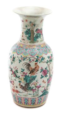 A Chinese Export Famille Rose Porcelain Vase Height 17 1/2 inches. — 20TH CENTURY