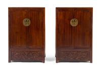 A Pair of Chinese Hardwood Storage Cabinet, Fangjiaogui Height 55 x width 36 x depth 18 inches. — 18TH/19TH CENTURY