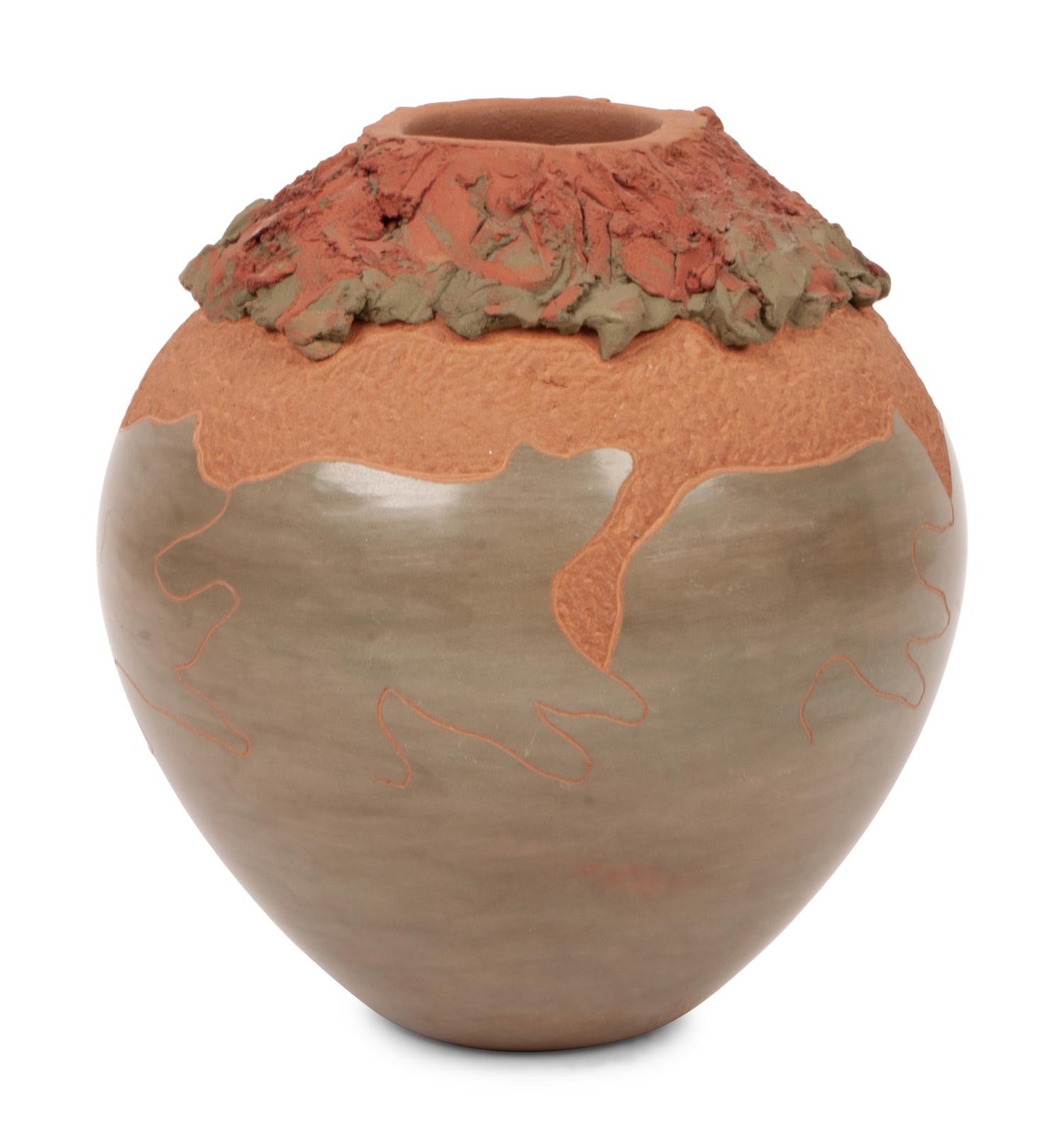 Green and Sienna Pottery Vase, 1992
