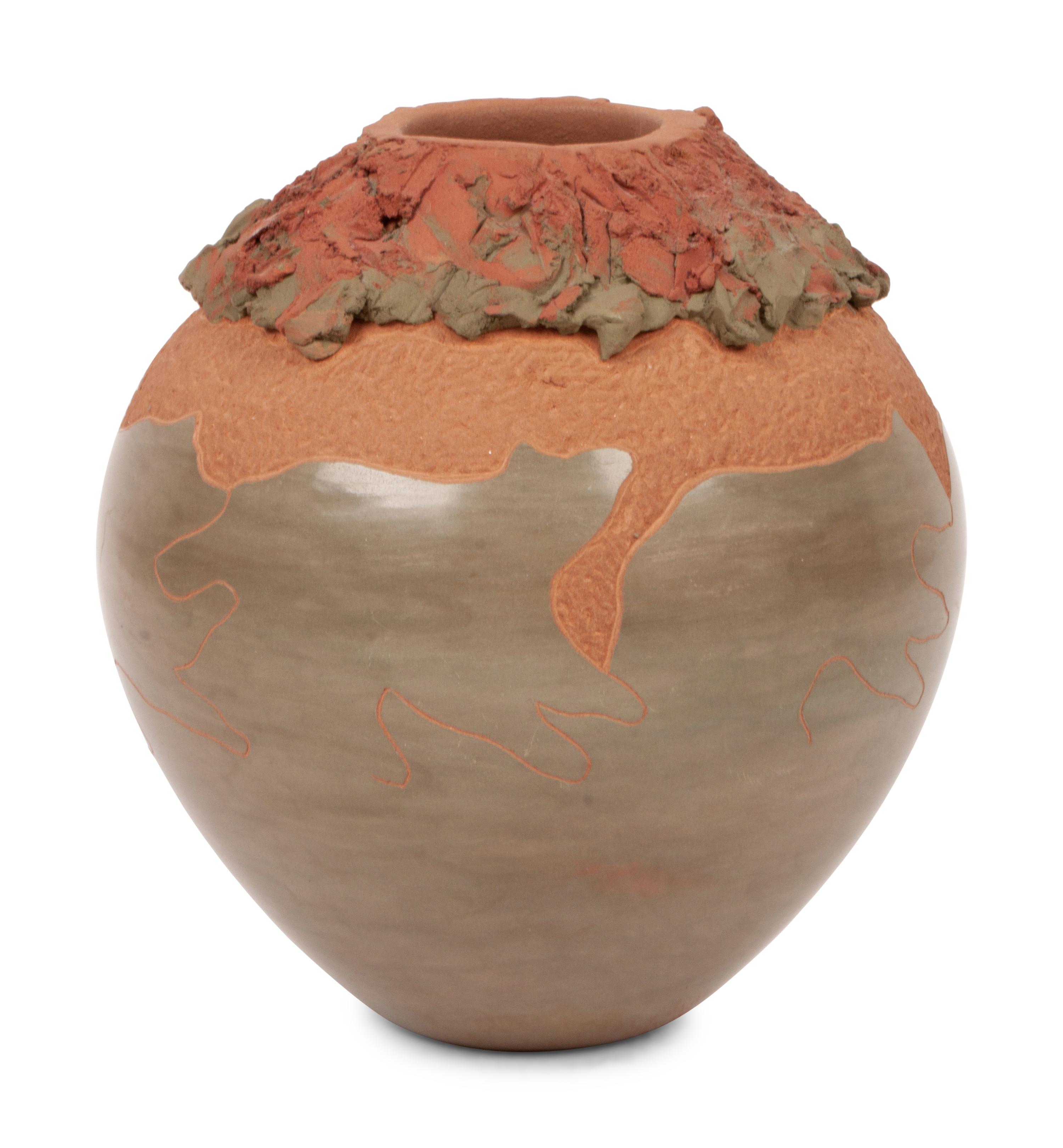 Green and Sienna Pottery Vase, 1992