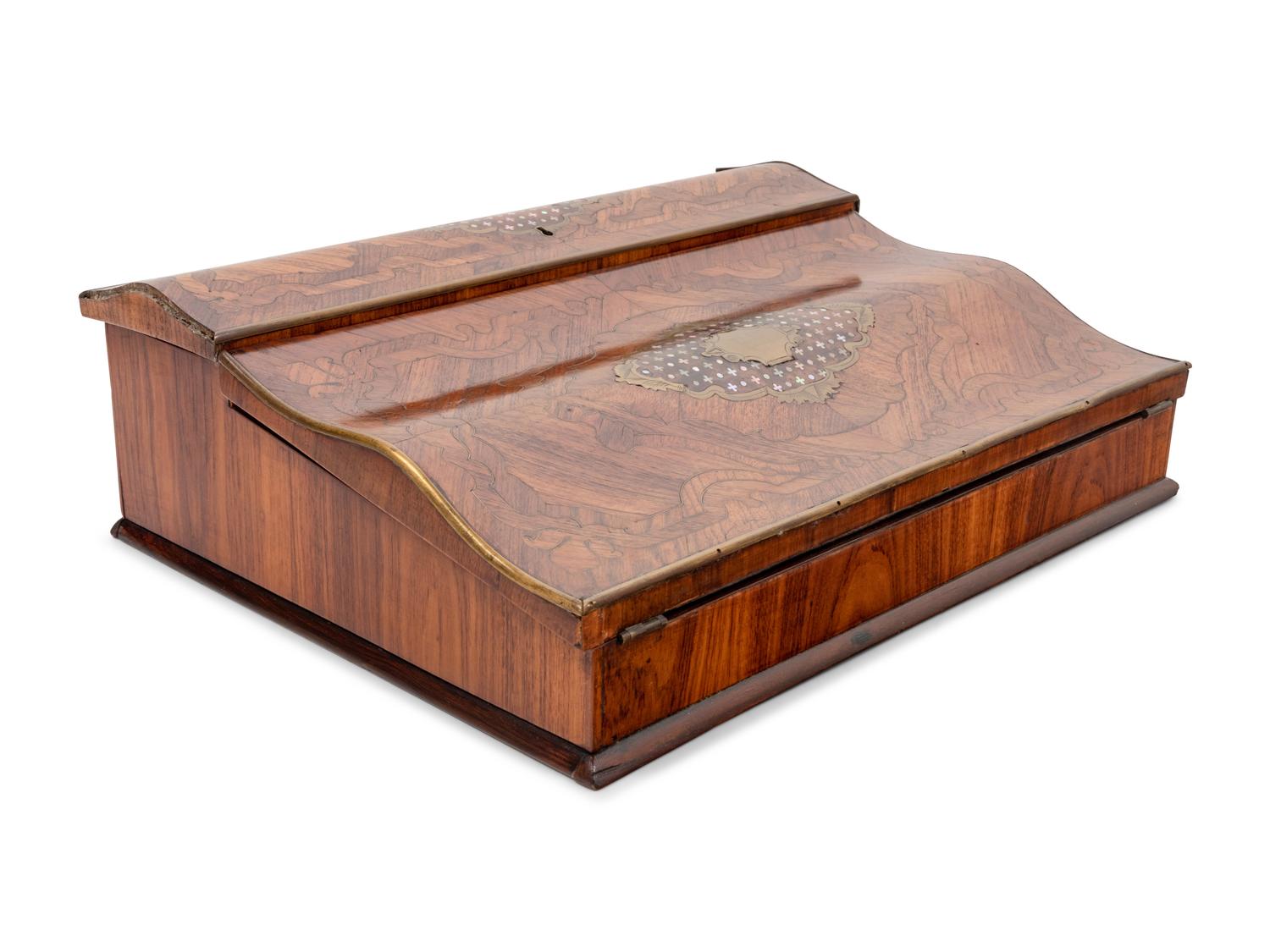 A French Boulle Marquetry and Brass Mounted Kingwood Writing Slope