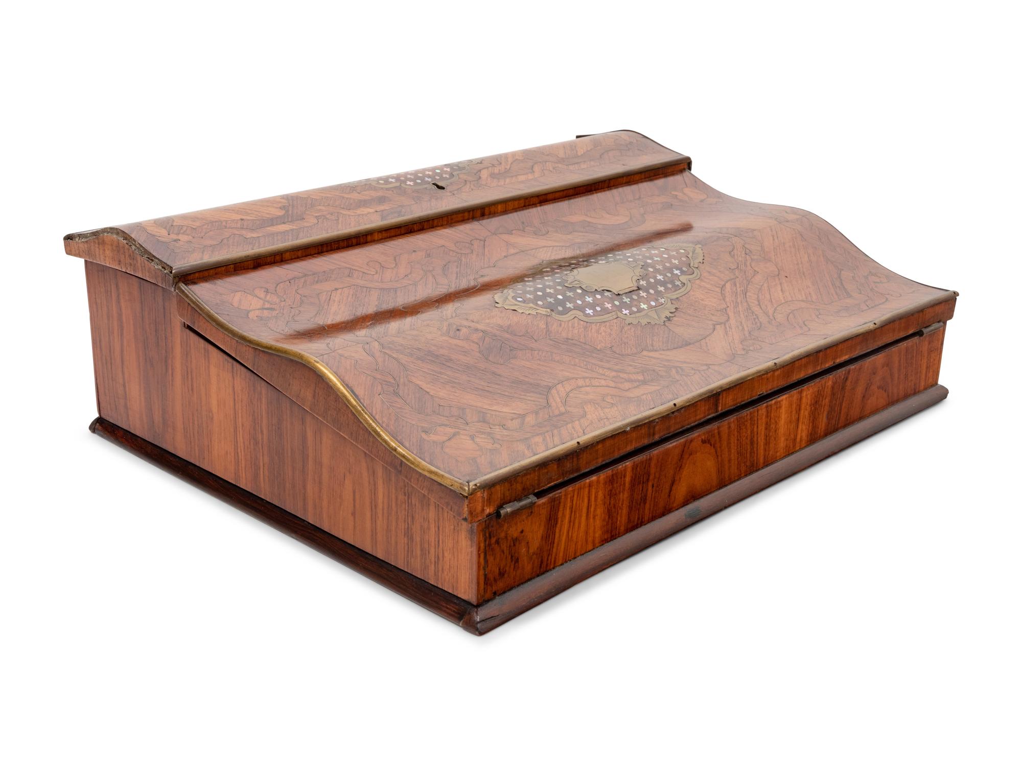 A French Boulle Marquetry and Brass Mounted Kingwood Writing Slope