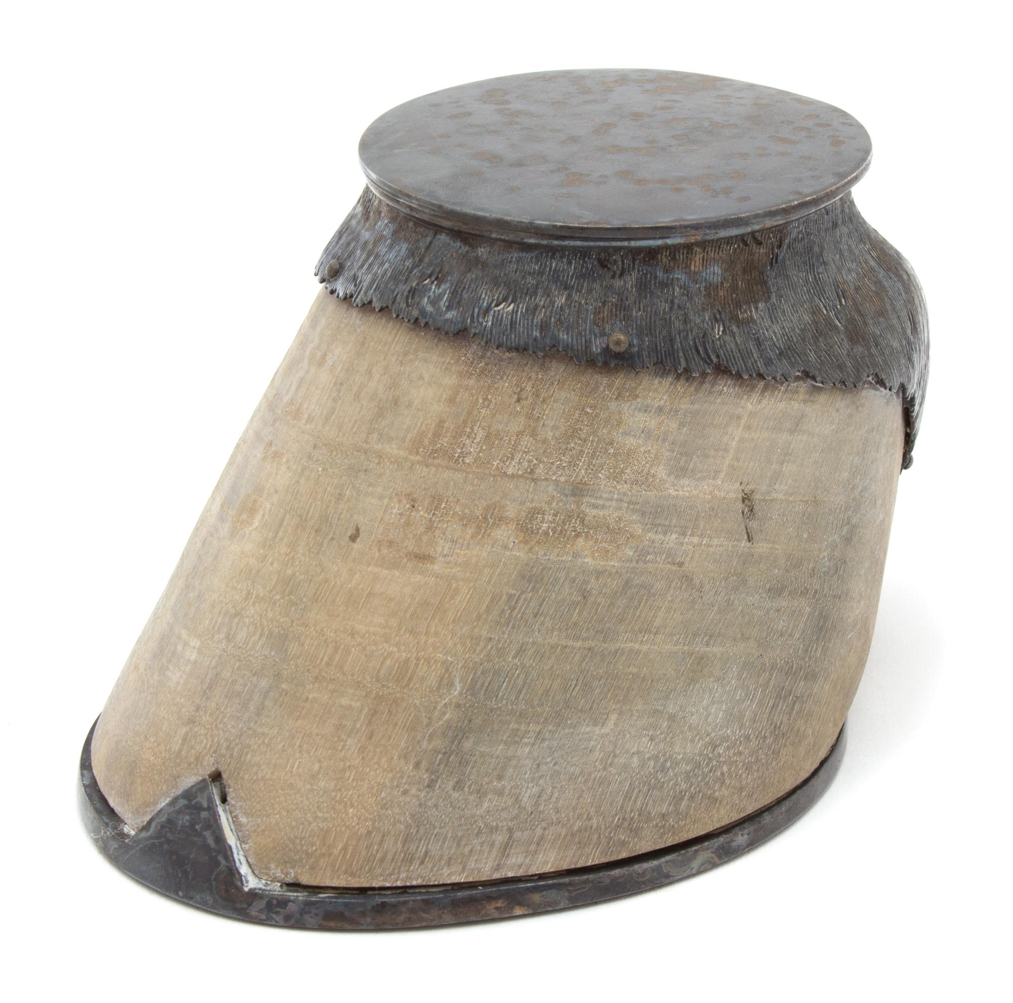 A Silver Plate Mounted Horse Hoof Ink Well Height 3 1/4 inches.