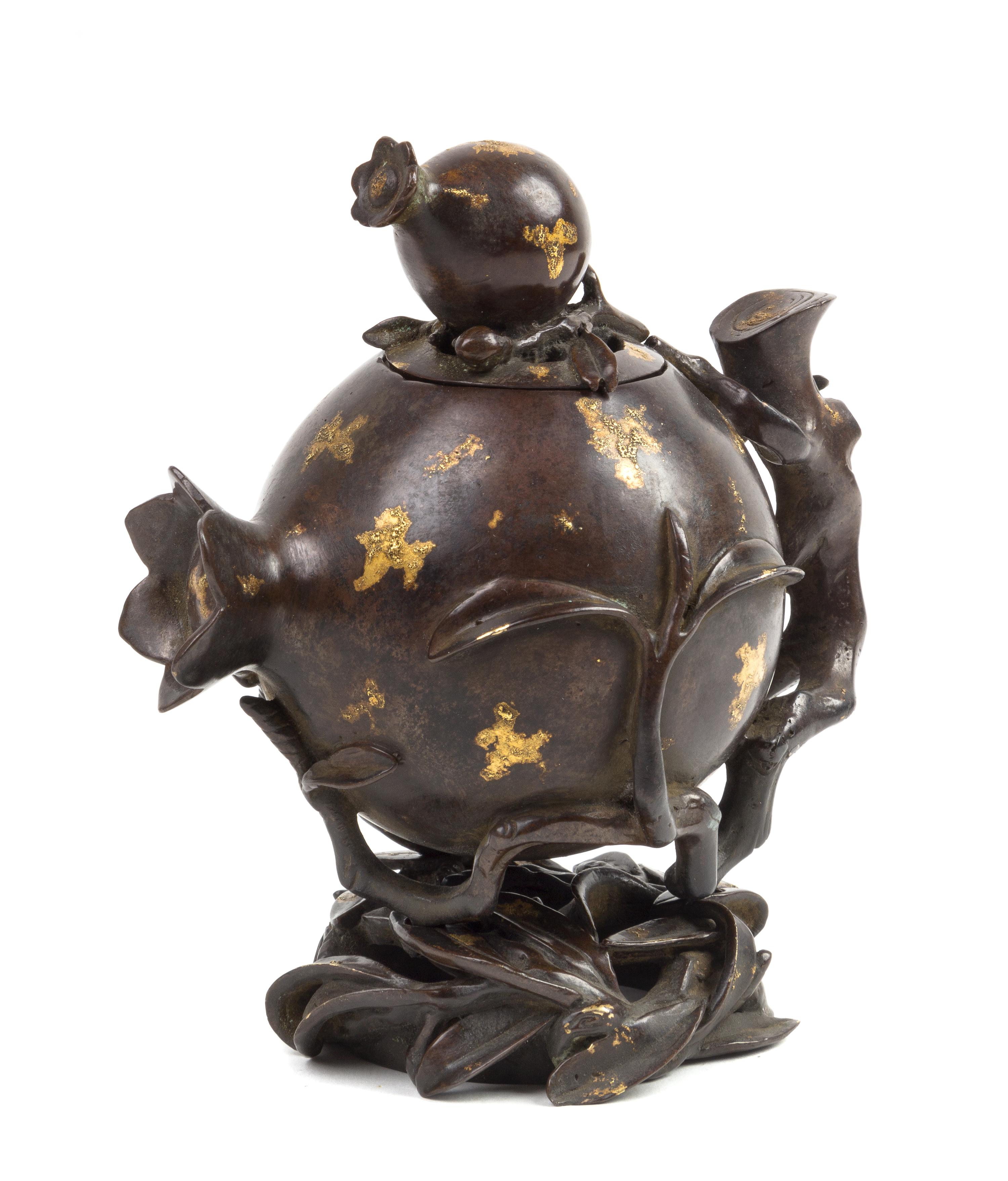 A Gold Splash Bronze Censer Height 6 inches.