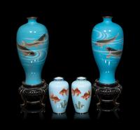 Two Pairs of Japanese Cloisonné Vases
