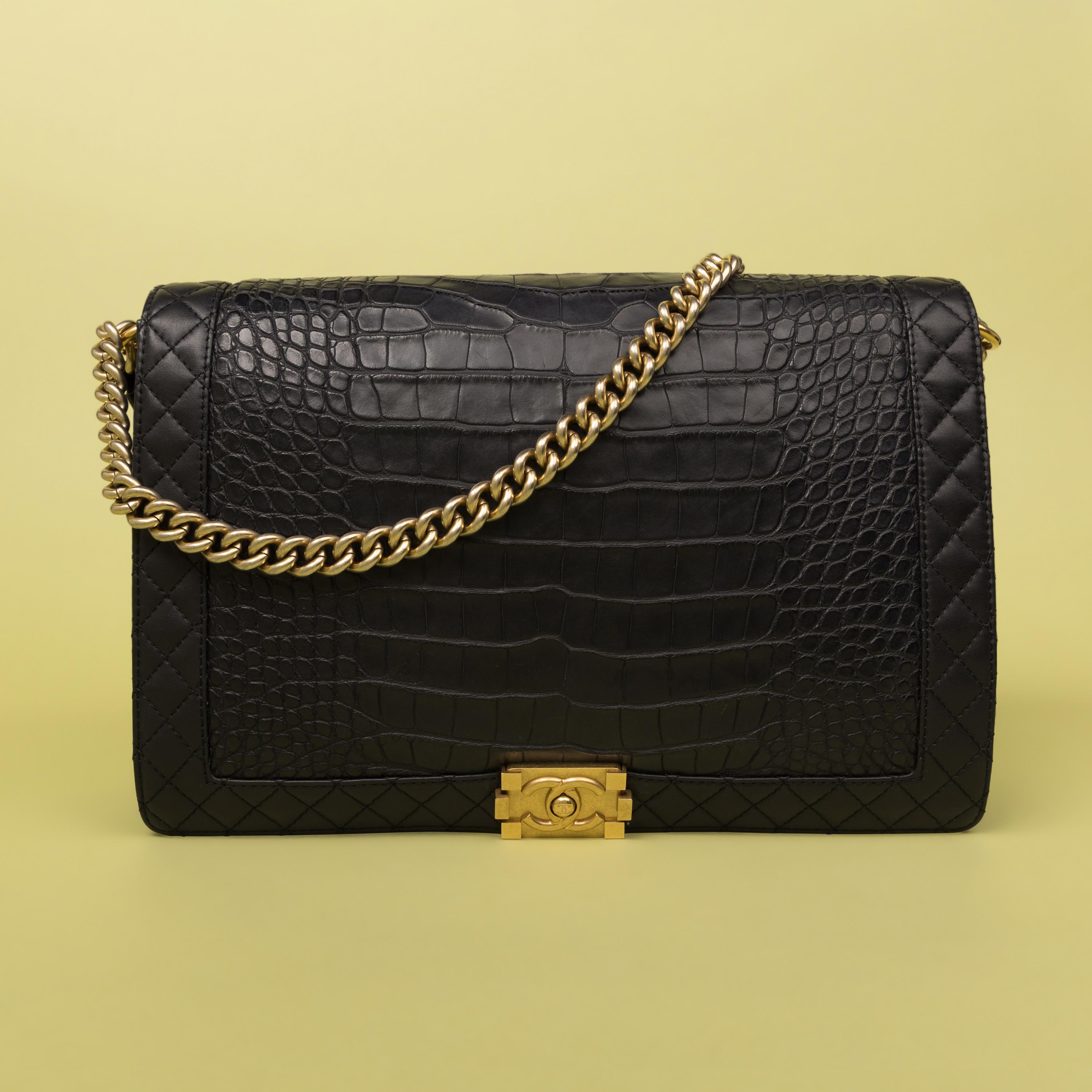 Chanel, XL Boy Bag in Navy Alligator
