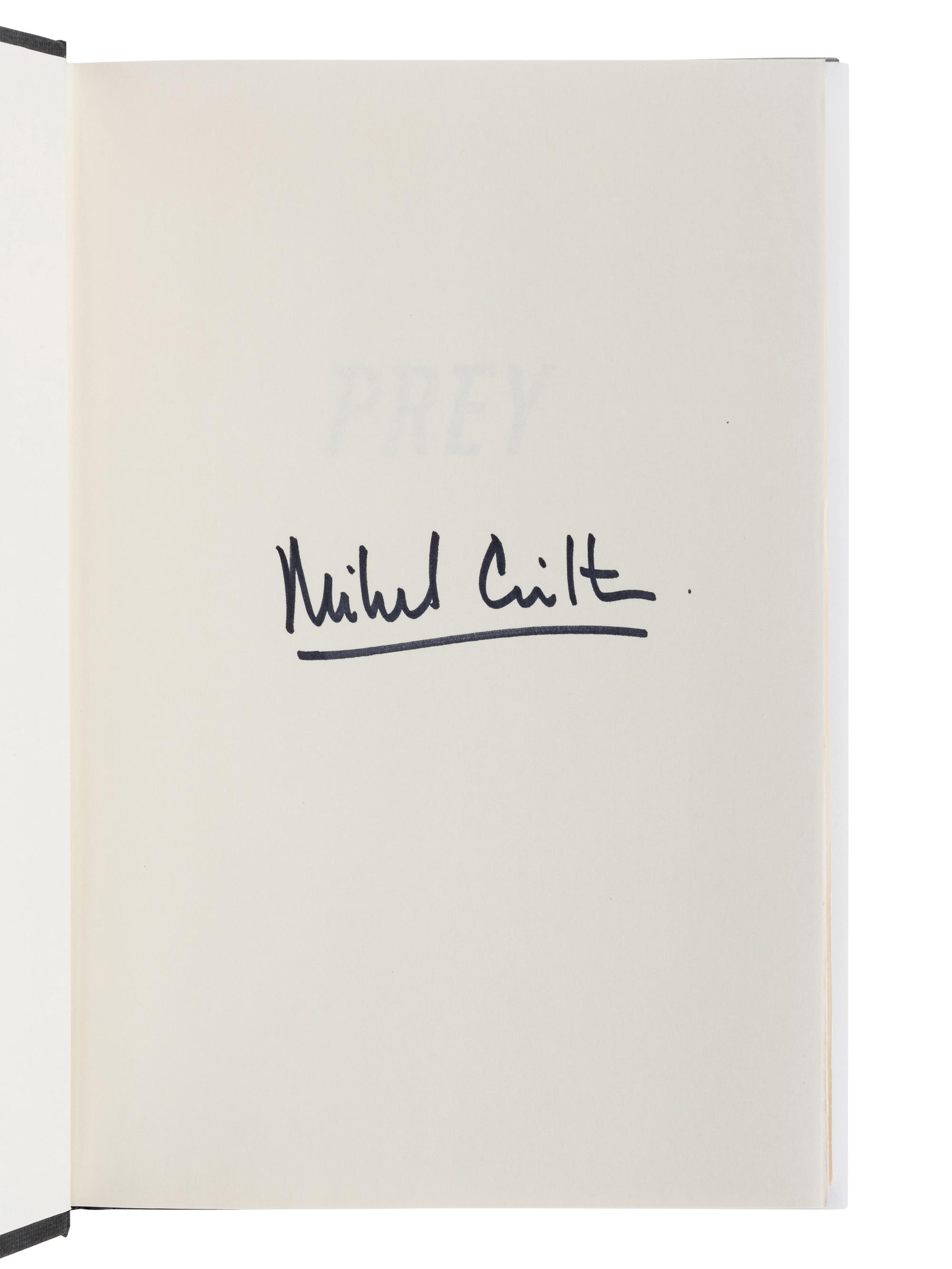 CRICHTON, Michael (1942-2008). A group of 6 FIRST EDITIONS of Crichton’s works, MANY SIGNED, comprising: