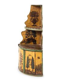 An Italian Yellow and Green Lacca Povera Hanging Cabinet