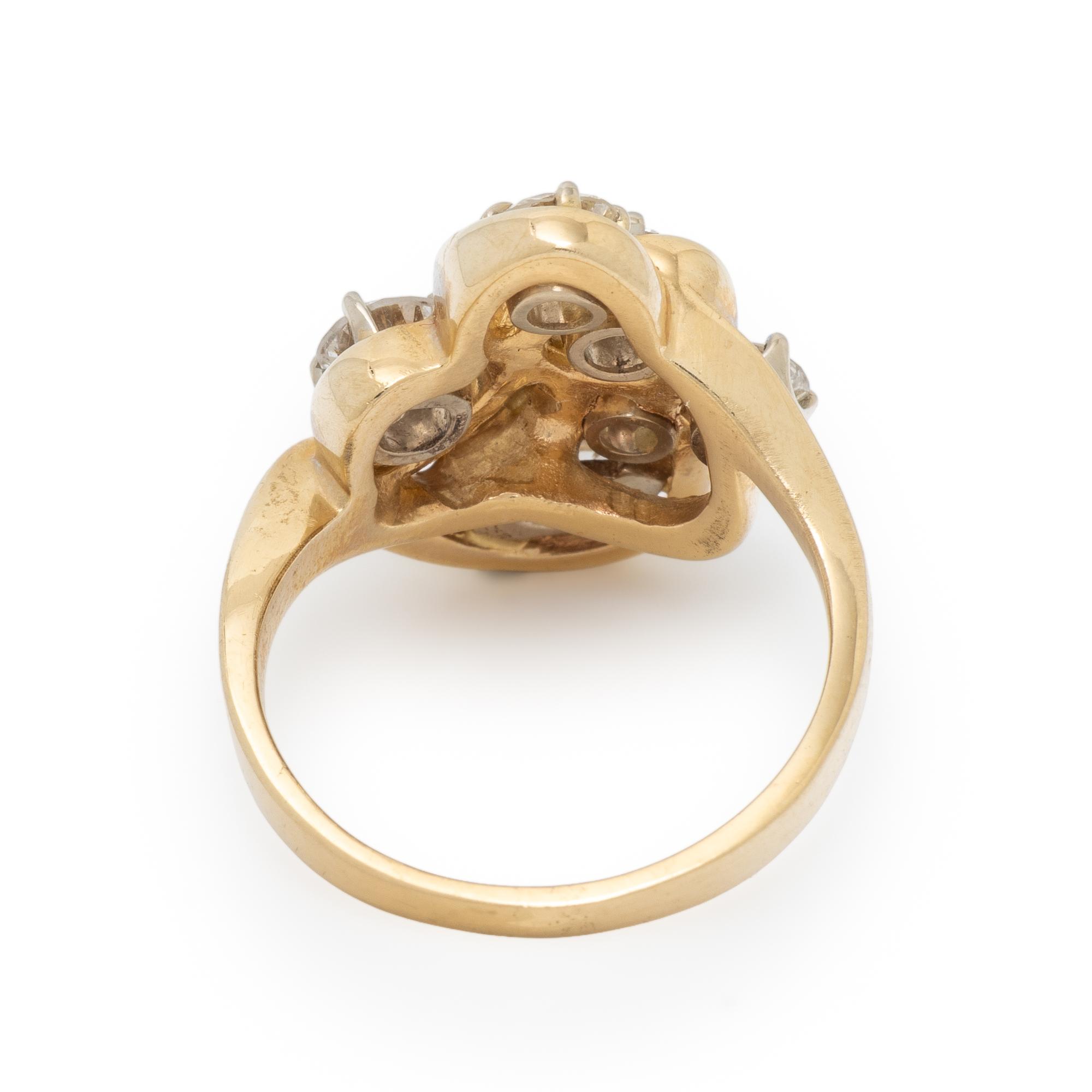 YELLOW GOLD AND DIAMOND CLUSTER RING