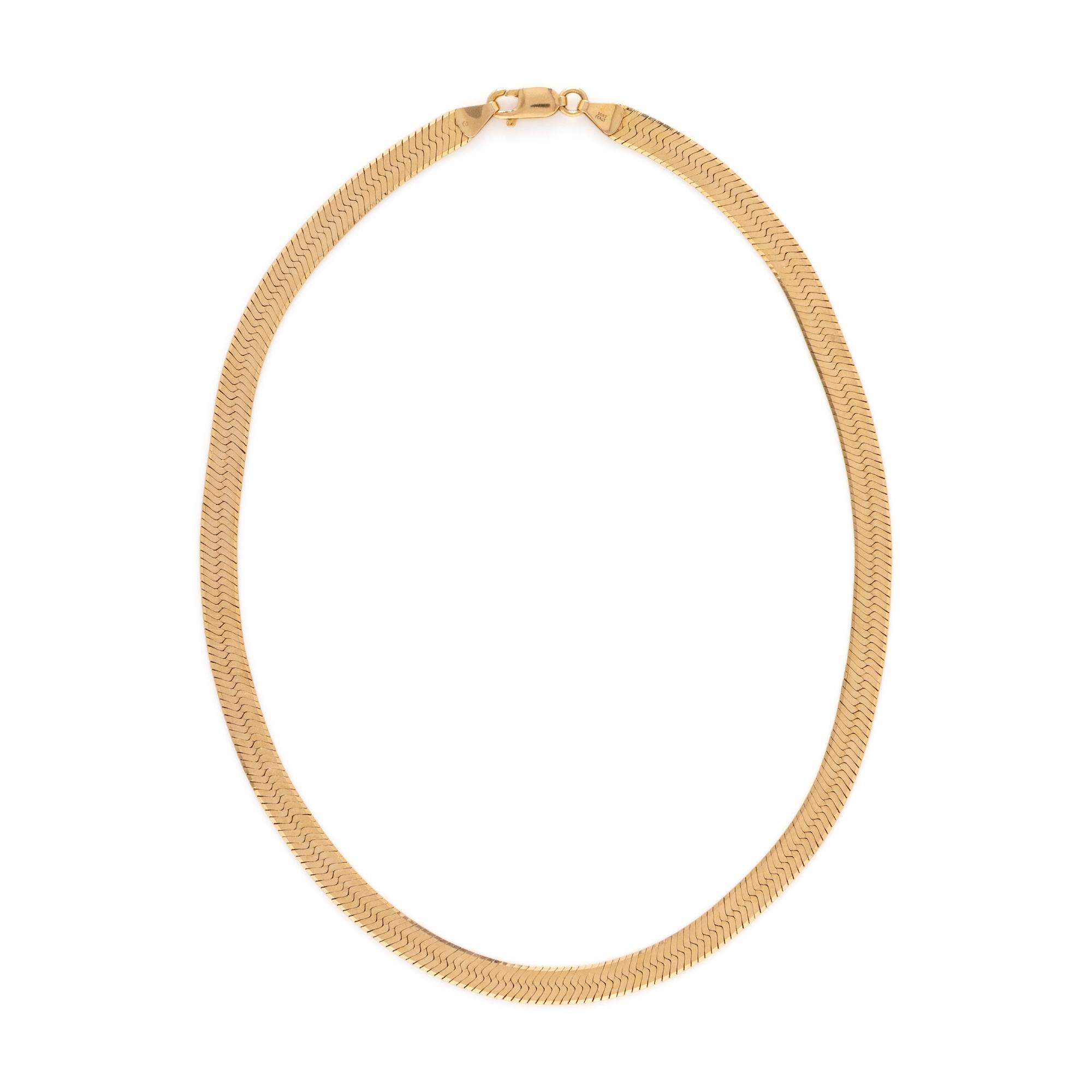 YELLOW GOLD HERRINGBONE CHAIN NECKLACE