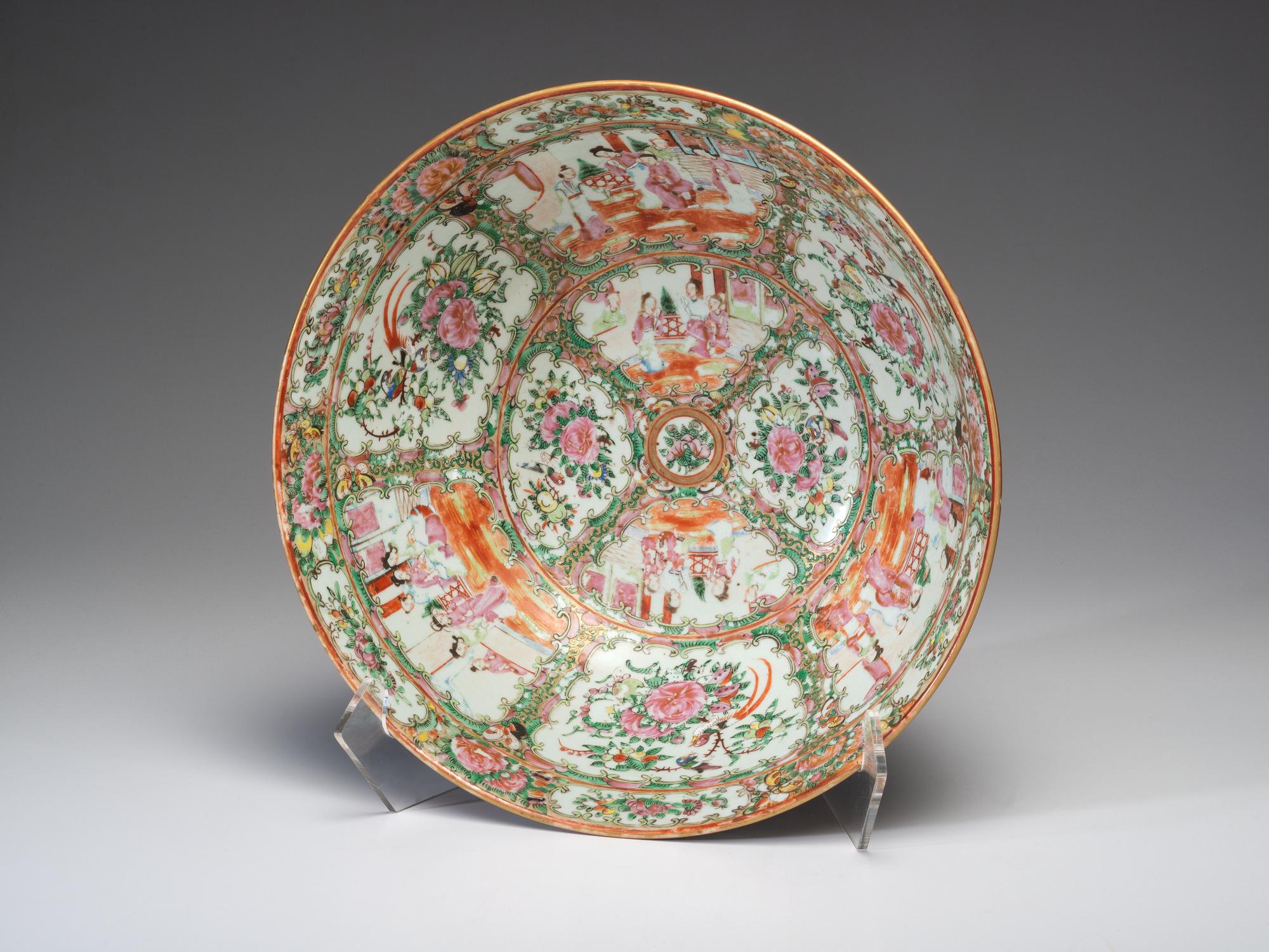 A Chinese Export Rose Medallion Punch Bowl