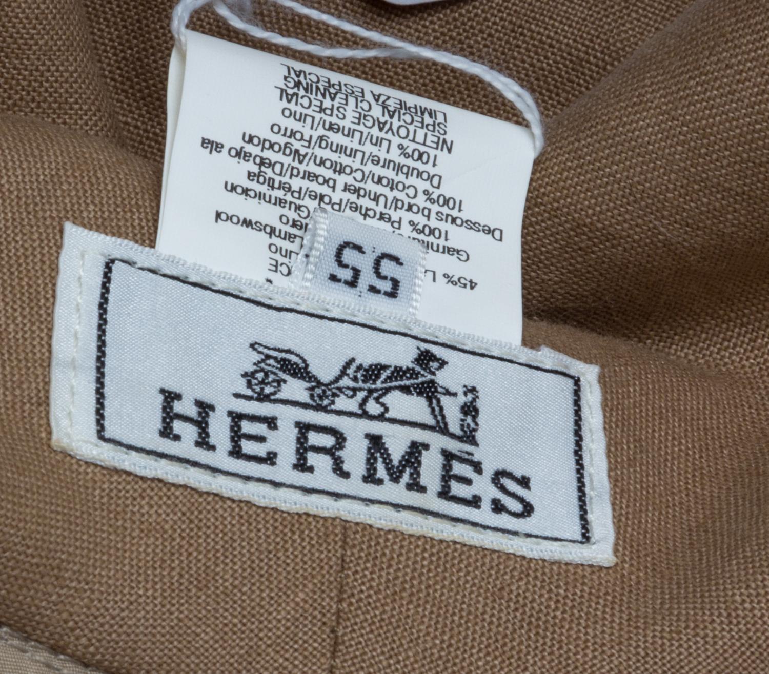 An Hermes Tan Hat, Size 55.