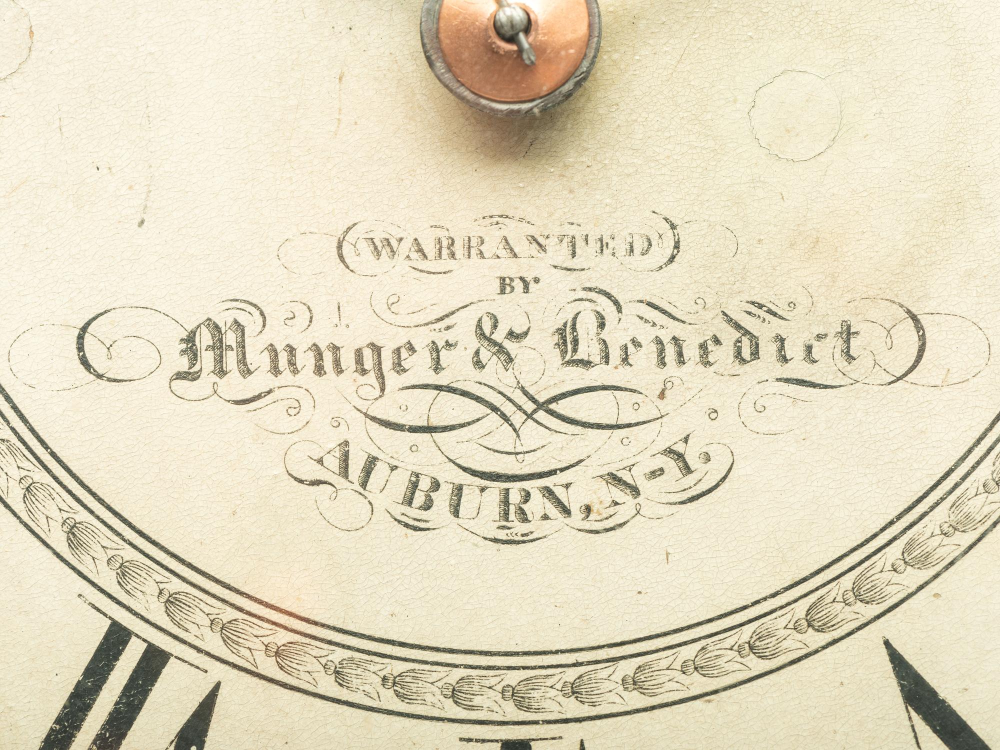 An American Classical Mahogany Eglomise Mantel Clock