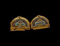 Two Mosan Champlevé and Gilt-Copper Ornamental Plaques