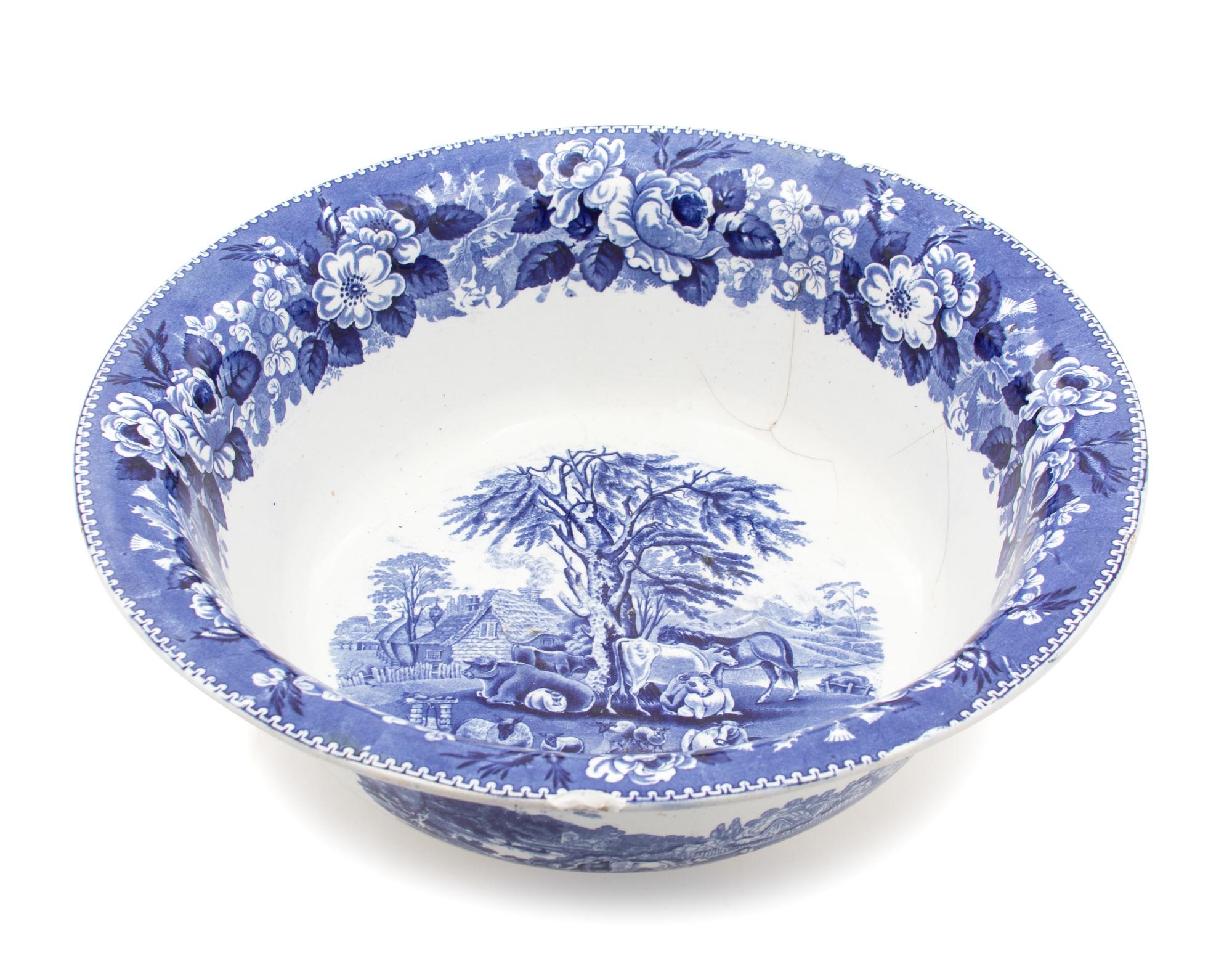 A Large English Transfer-Printed Ironstone Basin