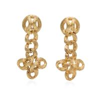 A Pair of 14 Karat Yellow Gold Knot Motif Pendant Earclips, 18.20 dwts.
