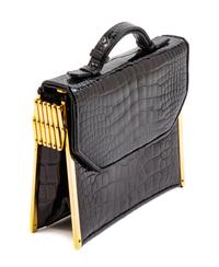 Judith Leiber Gilt Metal and Black Crocodile Purse
