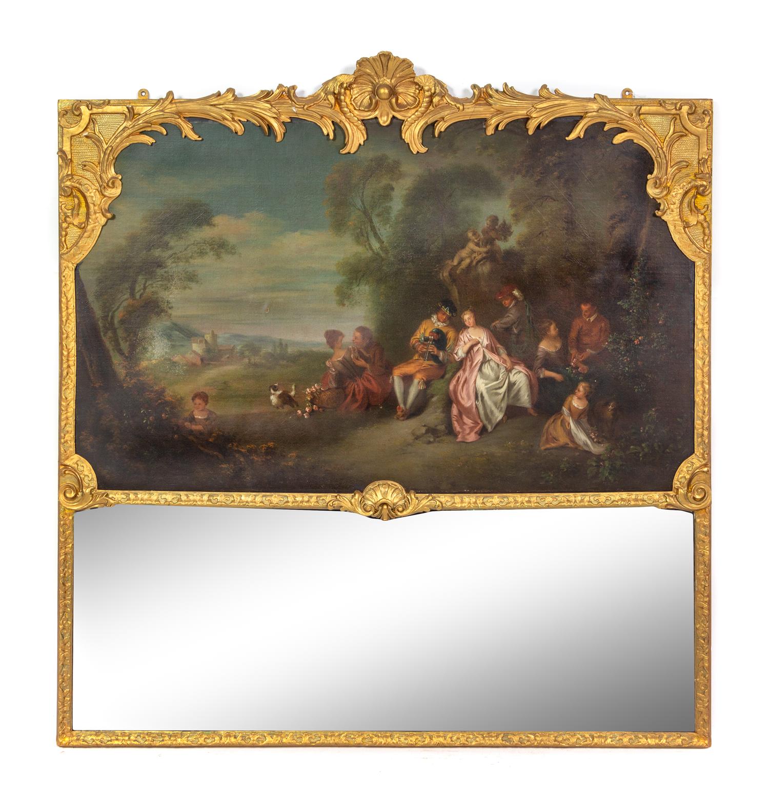 A Continental Giltwood Trumeau Mirror — Late 19th/Early 20th Century