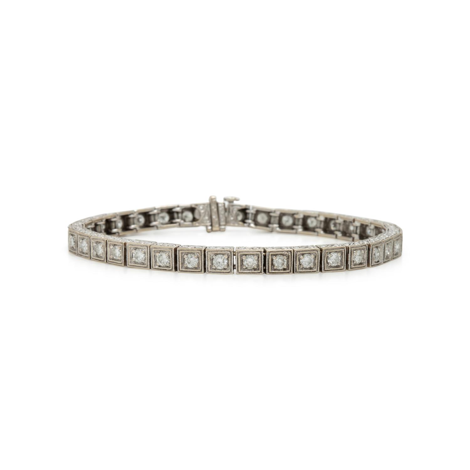 Diamond and White Gold Line Bracelet