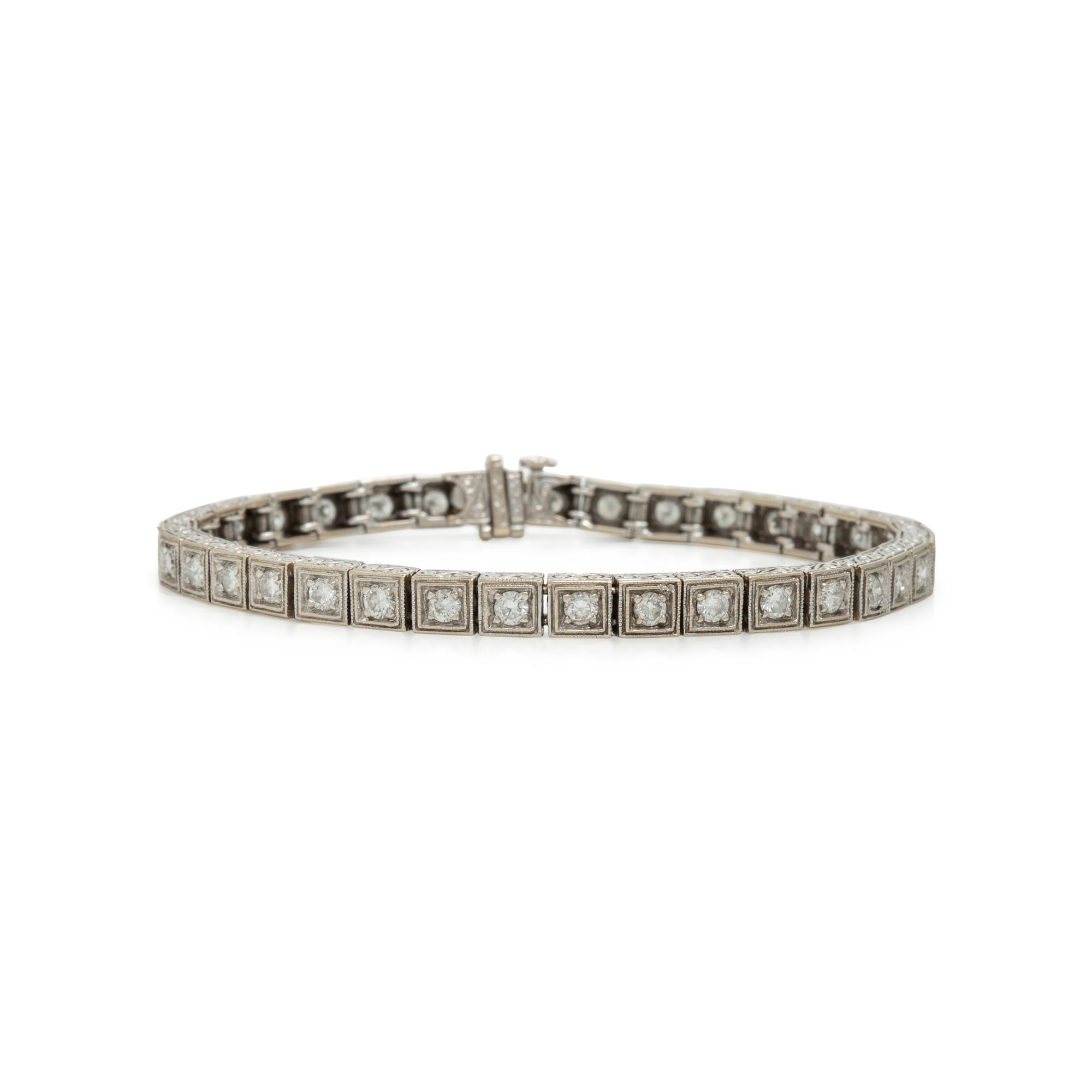 Diamond and White Gold Line Bracelet